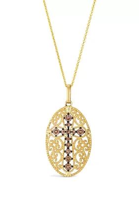 1/2 ct. t.w. Chocolate Diamonds® Cross Pendant Necklace in 14K Honey Gold™