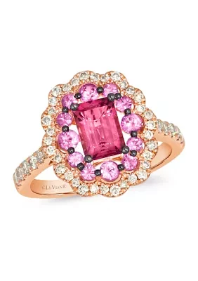 7/8 ct. t.w. Passion Fruit Tourmaline™, 1/2 ct. t.w. Bubble Gum Pink Sapphire™, 3/8 ct. t.w. Nude Diamonds™ Ring in 14K Strawberry Gold®