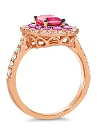 7/8 ct. t.w. Passion Fruit Tourmaline™, 1/2 ct. t.w. Bubble Gum Pink Sapphire™, 3/8 ct. t.w. Nude Diamonds™ Ring in 14K Strawberry Gold®