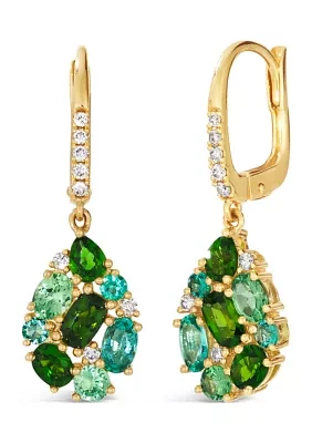  Earrings featuring 1 ct. t.w. Pistachio Diopside®, 1/2 ct. t.w. Forest Green Tsavorite™, 1/2 ct. t.w. Costa Smeralda Emeralds™, 1/6 ct. t.w. Nude Diamonds™ set in 14K Honey Gold™