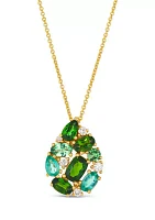 1 ct. t.w. Pistachio Diopside®, 1/3 ct. t.w. Costa Smeralda Emeralds™, 1/3 ct. t.w. Forest Green Tsavorite™, 1/8 ct. t.w. Nude Diamonds™ Pendant Necklace in 14K Honey Gold™