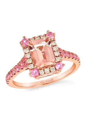 Ring featuring 1.25 ct. t.w. Peach Morganite™, 1/2 ct. t.w. Bubble Gum Pink Sapphire™, 1/6 ct. t.w. Nude Diamonds™ set in 14K Strawberry Gold®