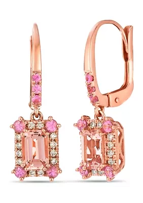 7/8 ct. t.w. Peach Morganite™, 3/8 ct. t.w. Bubble Gum Pink Sapphire™, 1/6 ct. t.w. Nude Diamonds™ Earrings in 14K Strawberry Gold®