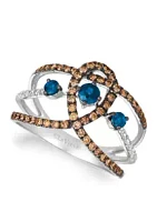 Le Vian® Chocolatier® Ring featuring 1/3 ct. t.w. Blueberry Sapphire™, 3/8 ct. t.w. Chocolate Diamonds®, 1/15 ct. t.w. Vanilla Diamonds® in 14K Vanilla Gold®