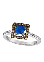 5/8 ct. t.w. Blueberry Sapphire™, 1/6 ct. t.w. Chocolate Diamonds®, 1/10 ct. t.w. Vanilla Diamonds® Ring in 14K Vanilla Gold®