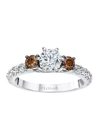  1/3 ct. t.w. Chocolate Diamond and 7/8 ct. t.w. Vanilla Diamond Ring in 14k White Gold