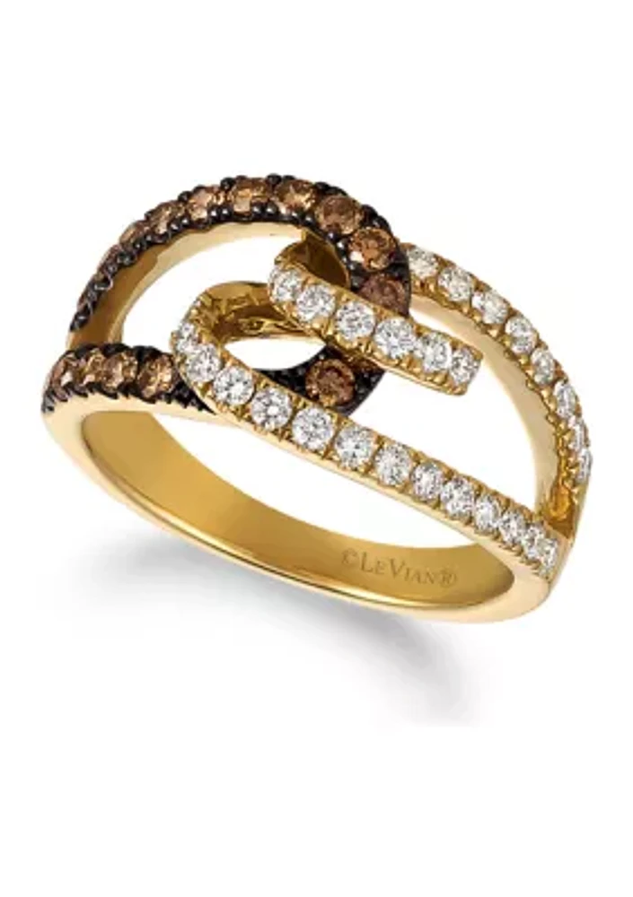  3/8 ct. t.w. Chocolate Diamonds® and 3/8 ct. t.w. Vanilla Diamonds® Ring in 14K Yellow Gold