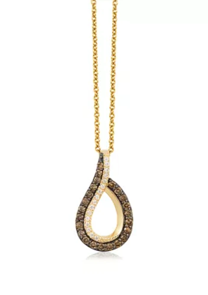 1/3 ct. t.w. Chocolate Diamonds®, 1/10 ct. t.w. Vanilla Diamonds® Chocolatier® Pendant Necklace in 14K Honey Gold™