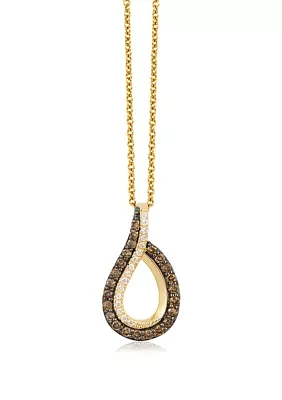 1/3 ct. t.w. Chocolate Diamonds®, 1/10 ct. t.w. Vanilla Diamonds® Chocolatier® Pendant Necklace in 14K Honey Gold™