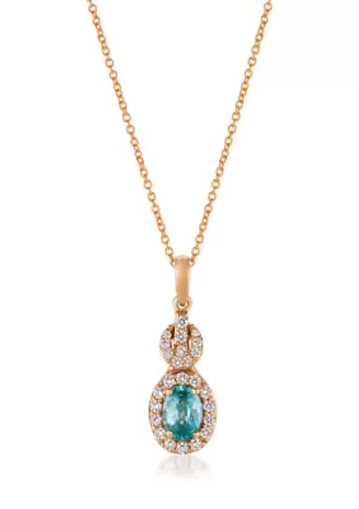 1/3 ct. t.w. Diamond and 1.02 ct. t.w. Blue Zircon Pendant Necklace in 14K Rose Gold 