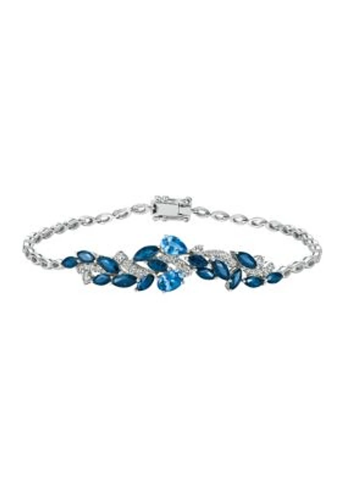 1.84 ct. t.w. Cornflower Ceylon Sapphire™, 2 ct. t.w. Blueberry Sapphire™, and 1/2 ct. t.w. Vanilla Diamonds® Bracelet in 14K Vanilla Gold®