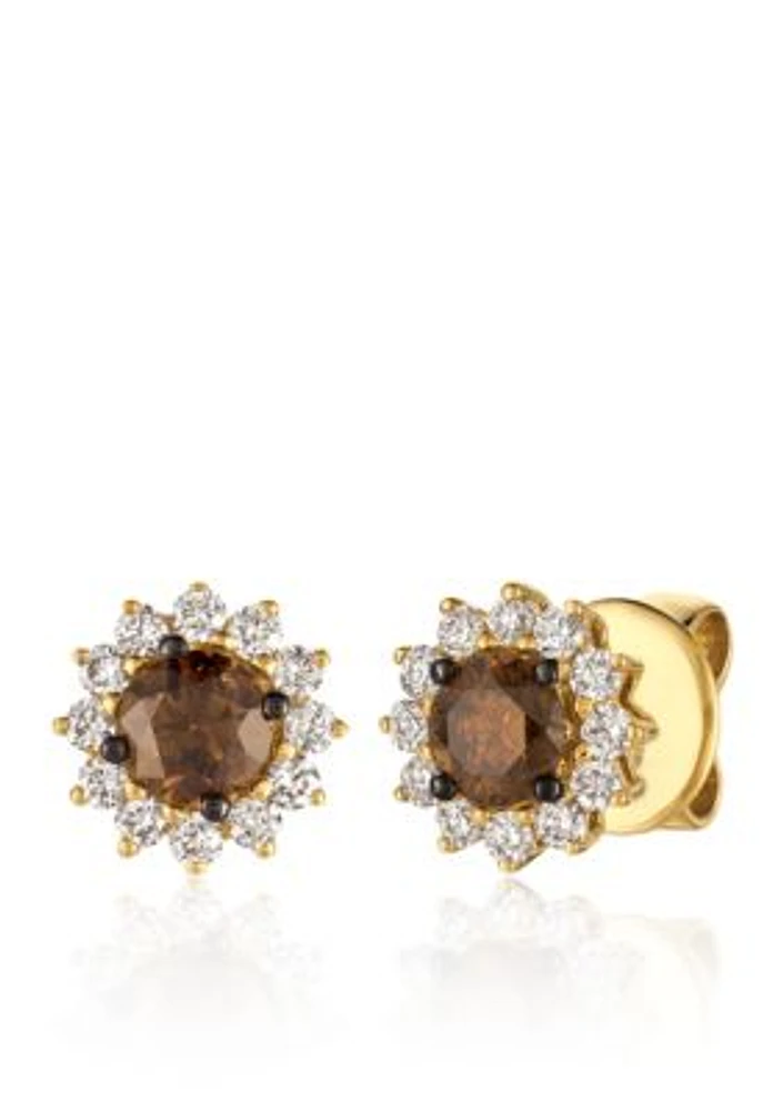 Chocolate Diamonds® and Vanilla Diamonds® Earrings in 14K Honey Gold™