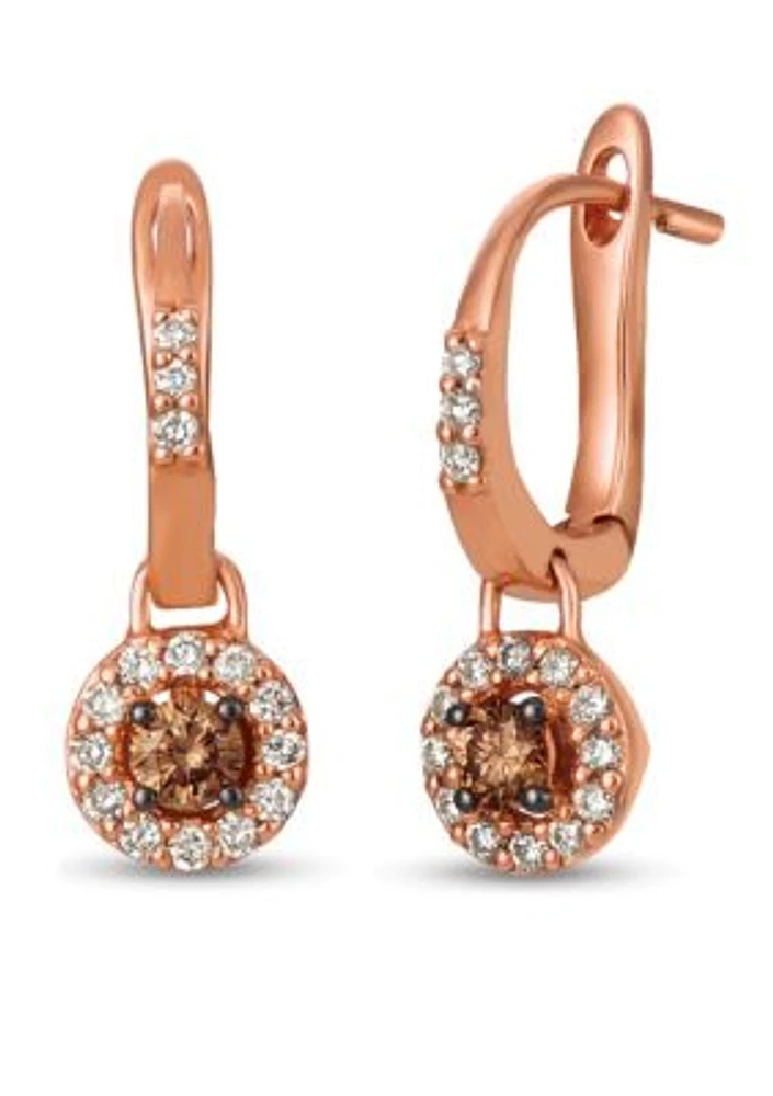 Creme Brulee® 1/4 ct. t.w. Chocolate Diamonds®, 1/4 ct. t.w. Nude Diamonds™ Earrings in 14K Strawberry Gold®