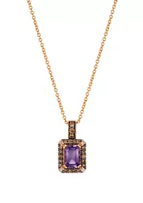 Le Vian® 1/5 ct. t.w. Diamond and 3/4 ct. t.w. Amethyst Necklace in 14k Rose Gold