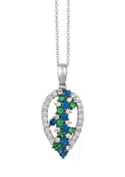 Le Vian® 3/8 ct. t.w. Blueberry Sapphire™, 1/3 ct. t.w. Forest Green Tsavorite™, 1/2 ct. t.w. Nude Diamonds™ Pendant Necklace set in 14K Vanilla Gold®