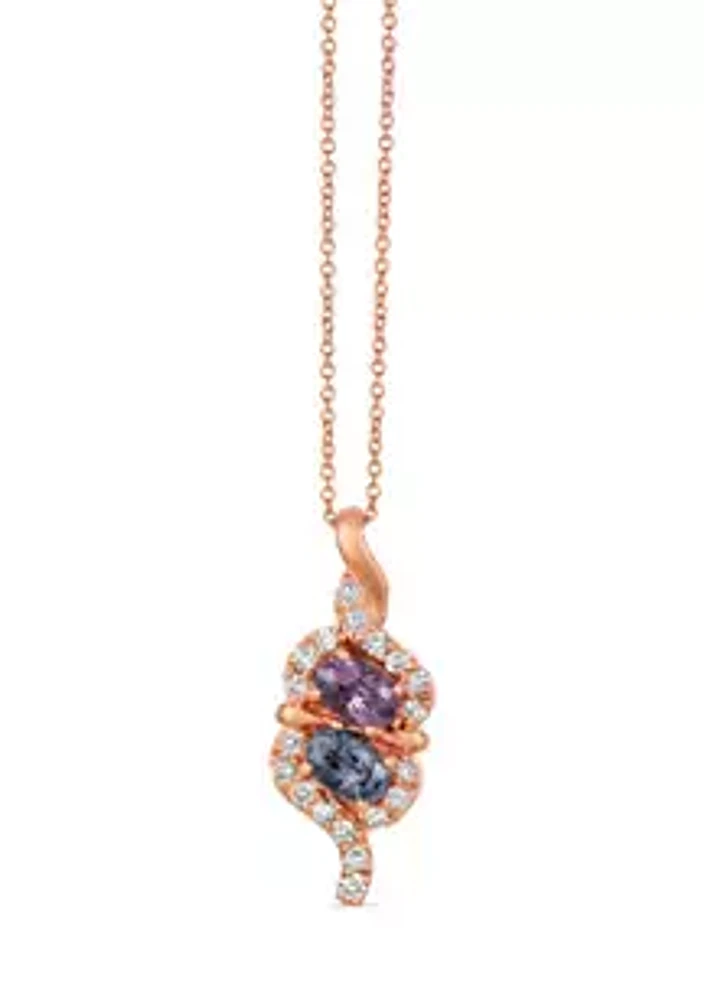 Le Vian® 1/3 ct. t.w. Diamond and 1 ct. t.w. Spinel Pendant Necklace in 14K Rose Gold