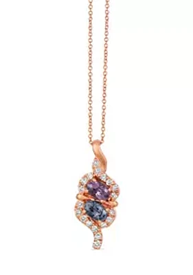 Le Vian® 1/3 ct. t.w. Diamond and 1 ct. t.w. Spinel Pendant Necklace in 14K Rose Gold