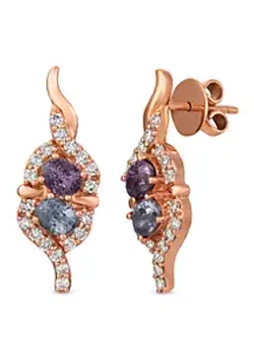 Le Vian® 5/8 ct. t.w. Diamond and 1.4 ct. t.w. Multi Gemstone Drop Earrings in 14K Rose Gold