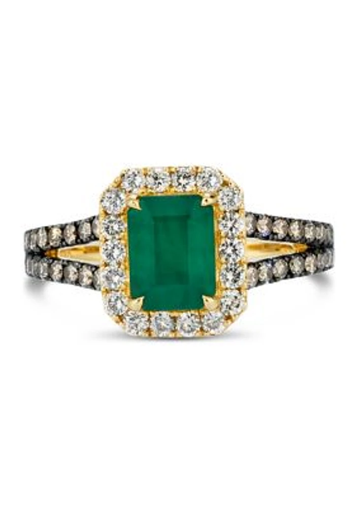  Ring featuring 1.2 ct. t.w. Costa Smeralda Emeralds™, 1/2 ct. t.w. Chocolate Diamonds®, 1/3 ct. t.w. Nude Diamonds™ set in 14K Honey Gold™