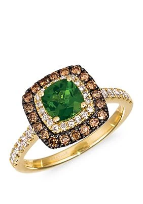 5/8 ct. t.w. Diamond and 1 ct. t.w. Diopside Ring in 14K Yellow Gold 