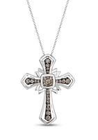 1/3 ct. t.w. Chocolate Diamonds® Cross Pendant Necklace in 14K Vanilla Gold®