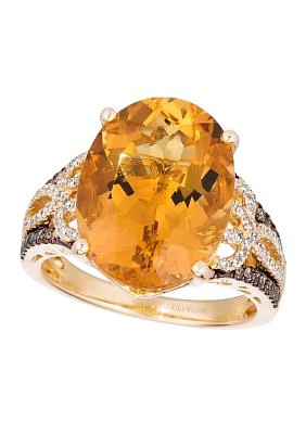 7.33 ct. t.w. Cinnamon Citrine®, 1/4 ct. t.w. Chocolate Diamonds®, 1/4 ct. t.w. Vanilla Diamonds® Ring in 14K Honey Gold™