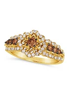 1/3 ct. t.w. Chocolate Diamonds®, 1/3 ct. t.w. Vanilla Diamonds® Chocolatier® Ring set in 14K Honey Gold™