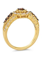 1/3 ct. t.w. Chocolate Diamonds®, 1/3 ct. t.w. Vanilla Diamonds® Chocolatier® Ring set in 14K Honey Gold™