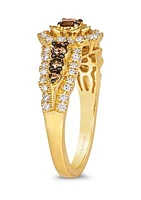 1/3 ct. t.w. Chocolate Diamonds®, 1/3 ct. t.w. Vanilla Diamonds® Chocolatier® Ring set in 14K Honey Gold™