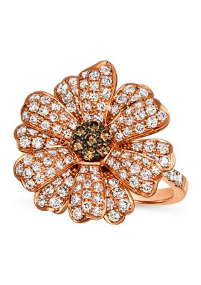  Flower Ring featuring 1.33 ct. t.w. Nude Diamonds™, 1/6 ct. t.w. Chocolate Diamonds® in 14K Strawberry Gold®