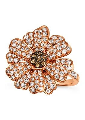  Flower Ring featuring 1.33 ct. t.w. Nude Diamonds™, 1/6 ct. t.w. Chocolate Diamonds® in 14K Strawberry Gold®