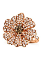  Flower Ring featuring 1.33 ct. t.w. Nude Diamonds™, 1/6 ct. t.w. Chocolate Diamonds® in 14K Strawberry Gold®