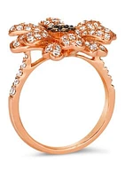  Flower Ring featuring 1.33 ct. t.w. Nude Diamonds™, 1/6 ct. t.w. Chocolate Diamonds® in 14K Strawberry Gold®