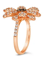  Flower Ring featuring 1.33 ct. t.w. Nude Diamonds™, 1/6 ct. t.w. Chocolate Diamonds® in 14K Strawberry Gold®