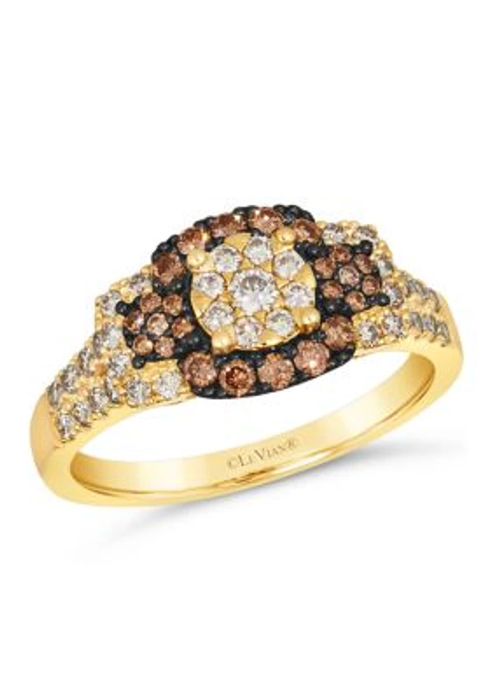 1/2 ct. t.w. Nude Diamonds™, 1/4 ct. t.w. Chocolate Diamonds® Ring in 14K Honey Gold™