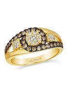 Chocolatier® Ring featuring 1/5 ct. t.w. Vanilla Diamonds®, 3/8 ct. t.w. Chocolate Diamonds® set in 14K Honey Gold™