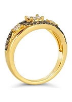 Chocolatier® Ring featuring 1/5 ct. t.w. Vanilla Diamonds®, 3/8 ct. t.w. Chocolate Diamonds® set in 14K Honey Gold™