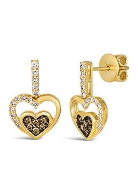 1/2 ct. t.w. Diamond Heart Earrings in 14K Yellow Gold 