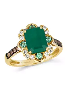 Le Vian® 1.62 ct. t.w. New Emerald, 1/6 ct. t.w. Costa Smeralda Emeralds™, 1/5 ct. t.w. Chocolate Diamonds®, 1/5 ct. t.w. Nude Diamonds™ Ring in 14K Honey Gold™