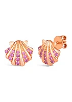 1/2 ct. t.w. Bubble Gum Pink Sapphire™ Shell Stud Earrings in 14K Strawberry Gold®