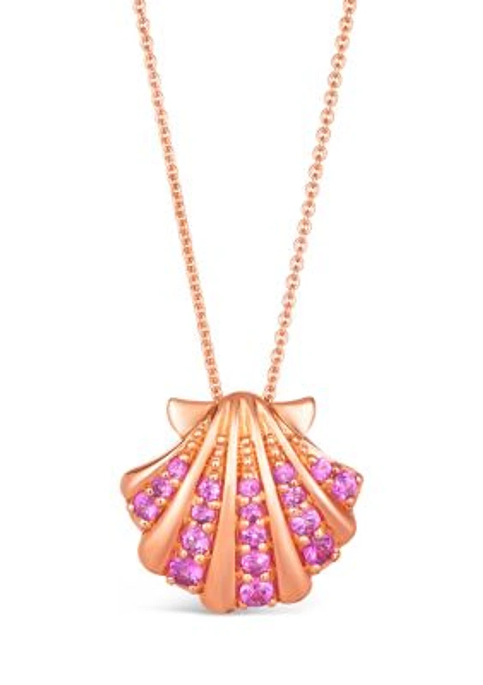 1/2 ct. t.w. Bubble Gum Pink Sapphire™ Shell Pendant Necklace in 14K Strawberry Gold®