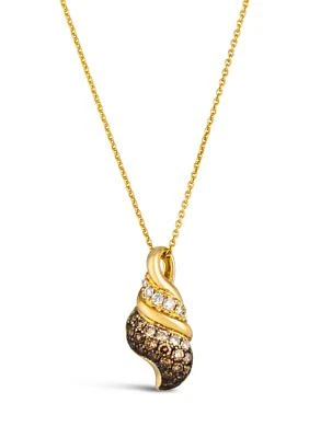 Ombré Pendant Necklace featuring 3/8 ct. t.w. Chocolate Ombré Diamonds®, 1/10 ct. t.w. Nude Diamonds™  in 14K Honey Gold™