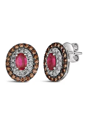  Earrings featuring 7/8 ct. t.w. Passion Ruby™, 5/8 ct. t.w. Chocolate Diamonds®, 1/3 ct. t.w. Nude Diamonds™ set in 14K Vanilla Gold®