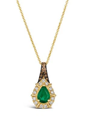 1/2 ct. t.w. Costa Smeralda Emeralds™, 1/20 ct. t.w. Chocolate Diamonds®, 1/6 ct. t.w. Nude Diamonds™ Pendant Necklace in 14K Honey Gold™