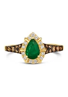 1/2 ct. t.w. Costa Smeralda Emeralds™, 1/3 ct. t.w. Chocolate Diamonds®, 1/10 ct. t.w. Nude Diamonds™ Ring in 14K Honey Gold™