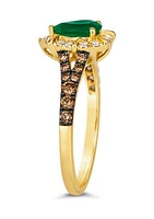 1/2 ct. t.w. Costa Smeralda Emeralds™, 1/3 ct. t.w. Chocolate Diamonds®, 1/10 ct. t.w. Nude Diamonds™ Ring in 14K Honey Gold™