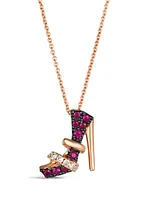 Stiletto Shoe Pendant Necklace featuring 1/5 ct. t.w. Passion Ruby™, 1/10 ct. t.w. Nude Diamonds™ set in 14K Strawberry Gold®