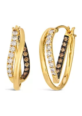  Earrings featuring 3/8 ct. t..w Nude Diamonds™, 1/3 ct. t.w. Chocolate Diamonds® set in 14K Honey Gold™