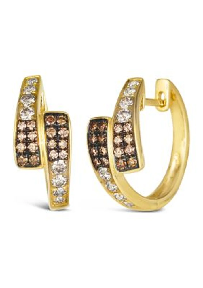 5/8 ct. t.w. Chocolate Ombré Diamonds®, 1/6 ct. t.w. Nude Diamonds™ Ombré Earrings in 14K Honey Gold™