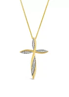 1/8 ct. t.w. Vanilla Diamonds® Cross Pendant Necklace in 14K Honey Gold™